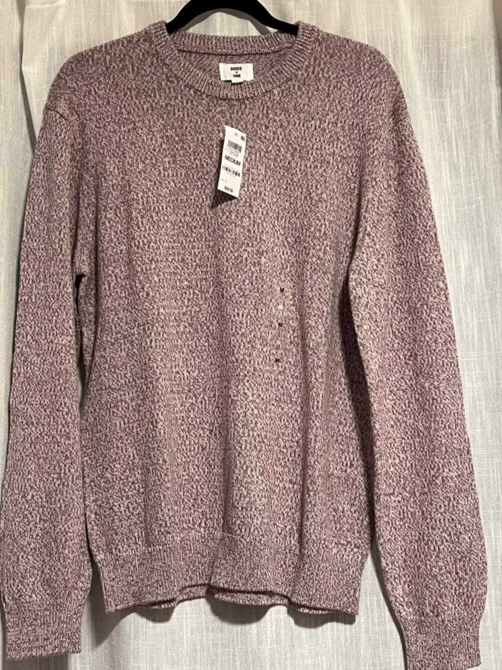 Mode of One Relaxed Crewneck Sweater Marled Knit "Soft Moon Purple" Men's M